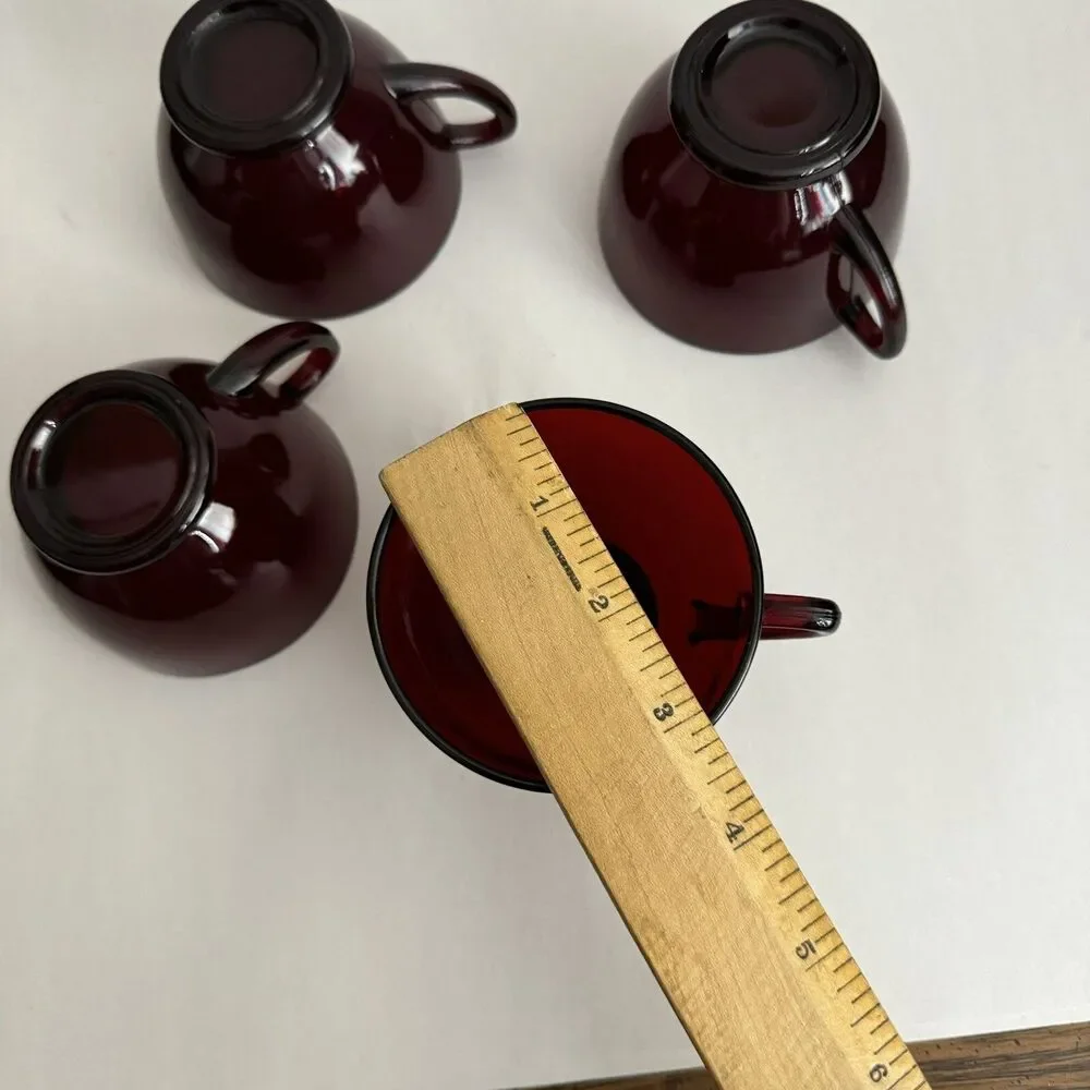 (4) Vintage Anchor Hocking Royal Ruby‎ Red Glass Teacups Cup 6oz